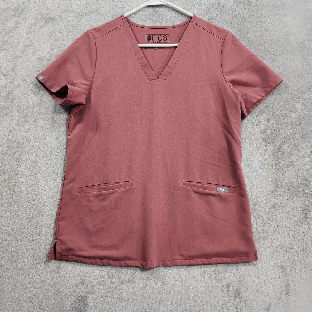 FIGS Top Womens S Pink Technical Collection Catalina One Pocket Scrub V-Neck